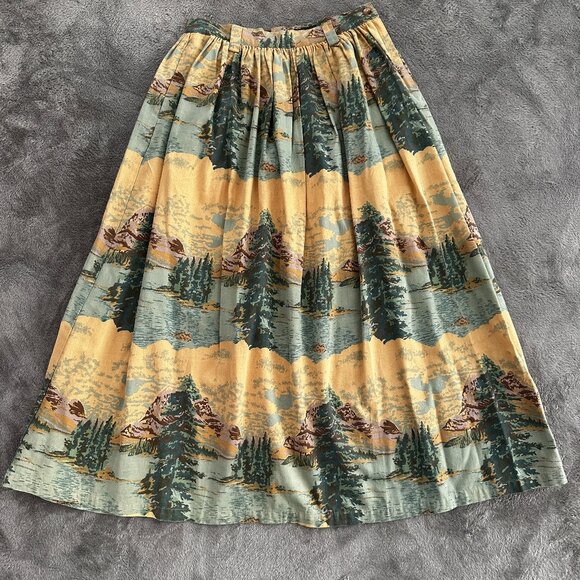 Eddie Bauer Dresses & Skirts - Vtg Eddie Bauer Maxi Skirt 100% Cotton Small* Wilderness Print Trees Outdoor